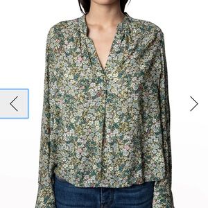 NWT Tink Floral Split Neck Long-Sleeve Top